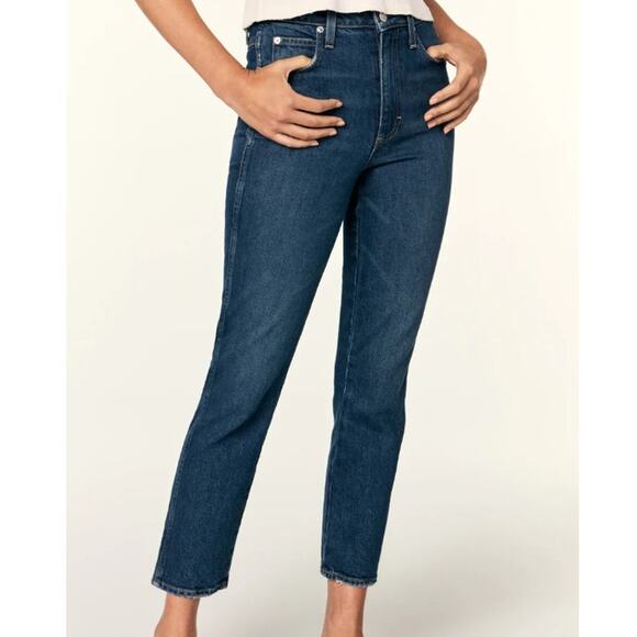 AMO Denim Chloe Crop High Rise Jean Affection Blue Straight Fit Women's 27 - Picture 2 of 12